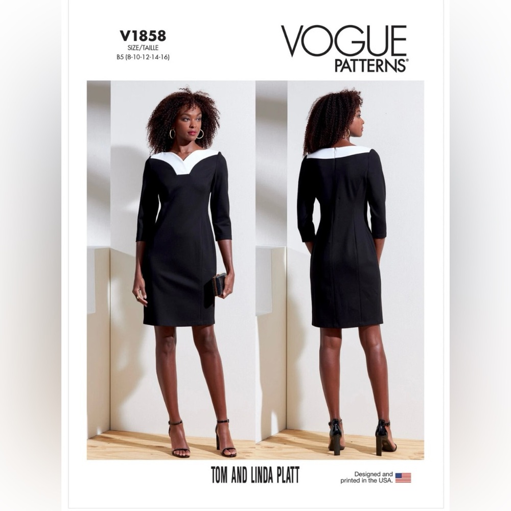 Vogue V1858 Misses/Petites Fitted Knee Length Dress Sewing Pattern Size B5